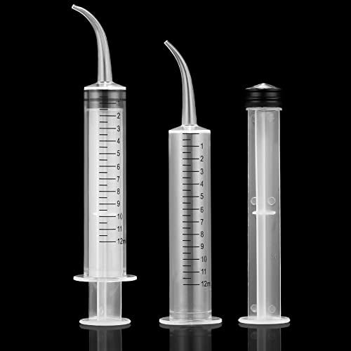 40 Pack 12ml Dental Syringe with Curved Tip for Oral Dental Care, Lab, Feed Small Pet - size: 12ml-40Pack