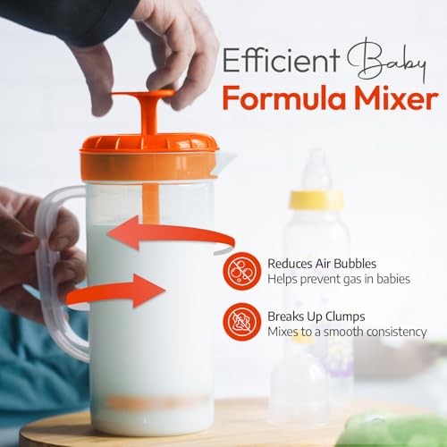 1 Quart Plastic Mixing Pitcher with Mixing Lid, BPA Free, Shatterproof Beverage Jug for Iced Tea, Lemonade, Juices, Milk – Leak-Proof, Easy Stirring, Dishwasher Safe | Orange - color: Orange, Mixing Pitcher w/ Opt. Lid