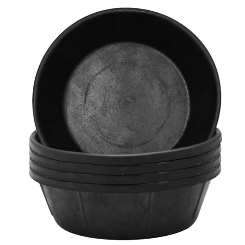 Sadnyy 5 Pcs 8 Quart/ 2 Gallon Rubber Feeder Pan, Rubber Feed Pan Utility Horse Feed Bucket Dog Bowl Horse Feeder for Cats Dogs Goats Chicken Dust Bath Container Animal Feeding, 14.57 x 4.5 inches - size: 8 Quart/ 2 Gallon