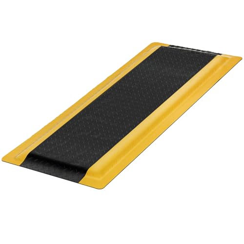 15/16" Anti Fatigue Mats Industrial,Thick Heavy Duty Commercial Grade Ergonomic Standing Mat 1.67' x 4'- Black/Yellow for Workshop, Garage,Sponge Base to Relieve Back & Leg Pain