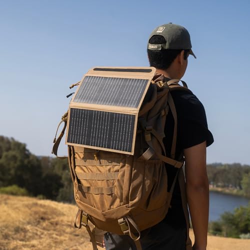 NESTOUT Portable Solar Panel, USB-C and USB-A Ports, 14W Solar Charger for Camping, Water Repellent Ripstop Nylon, Foldable Compact Design, Digital Ammeter, Adjustable Stand, Beige (2 Panel) - color: Beige 2-Panel (Upgraded)