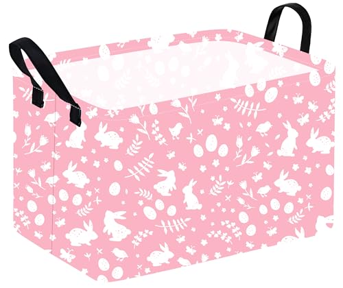 Easter Storage Basket Easter Bunny Storage Bin Collapsible Nursery Hamper Clothes Box Book Shelf Basket Easter Bunny Eggs Decor Easter Gifts - color: Rabbit