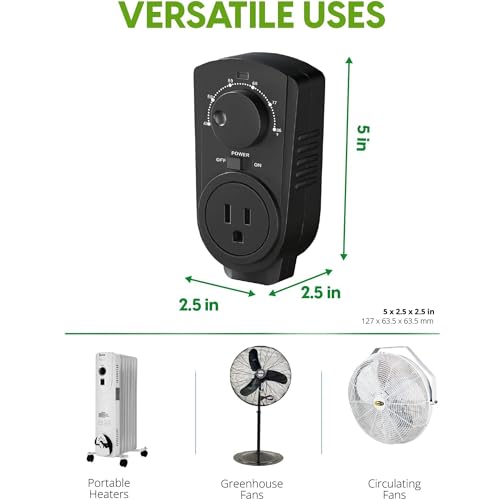EconoHome Adjustable Thermostat - Universal Plugin Heating & Cooling Thermostat - Compatible with Most EconoHome Wall Mount Space Heaters - color: Black, size: Dial Control