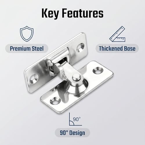 Door Hasp Latch 90 Degree, Stainless Steel Safety Angle Locking Latch for Push/Sliding/Barn Door, Satin Nickel