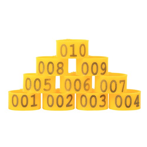Maxmartt 100Pcs Chicken Leg Bands Numbered 1-100 Chicken Identification Band 16mm Poultry Goose Ducks Leg Bands Plastic Chicken Bands Tags Poultry Rings (Yellow)