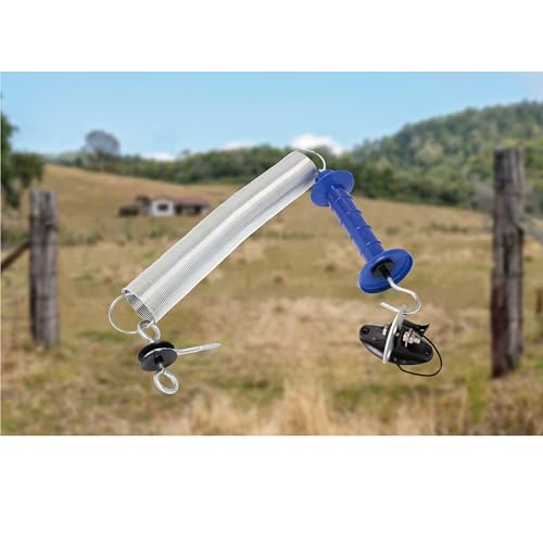 2 Pack Electric Fence Gate Kit, with Spring Gate Handle, 2 Anchor Insulators and 23 Feet Tension Big Spring，for Electric Fence Gate Livestock Fence Agricultural Fencing and Pasture - style: PK2 Spring Gate Kit