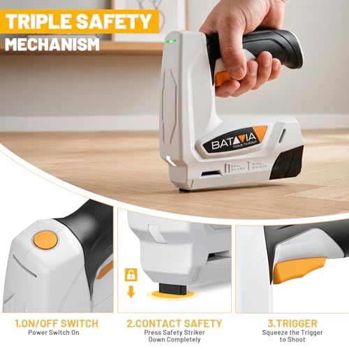 BATAVIA Electric Staple Gun, 2 in 1 Cordless T50 Stapler & Brad Nailer Kit with Remover and 2000PCS Staples Nails, 2000mAh Battery Powered, 4V Electric Stapler for Upholstery, Wood, DIY Home Projects