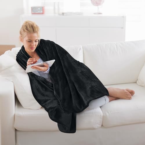 Utopia Bedding Ultra Soft Fleece Bed Blanket Throw Size Black (50x60 Inch) | Microfiber Plush Warm Lightweight Breathable Cozy Blanket Anti-Static, All Season Use, Gift for Women and Men - color: Black, size: Throw (50x60 Inch)