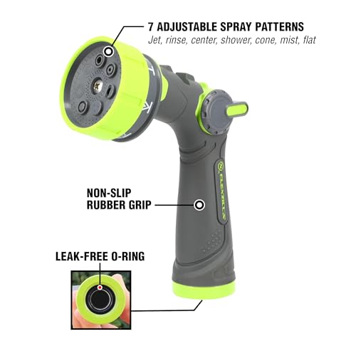 Flexzilla 7-Pattern Adjustable Flow Garden Hose Nozzle Sprayer with Easy to Use Thumb Control, Lightweight & Durable - color: Chartreuse, style: 7-Pattern Pressure Control