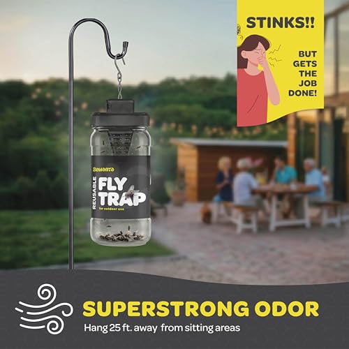 Outdoor Fly Trap [2 Pack] Fly Traps Outdoor with Dissolvable Non-Toxic Bait - Controls Flies for Patios, Hanging Fly Traps with Tie Included - size: 2 Pk