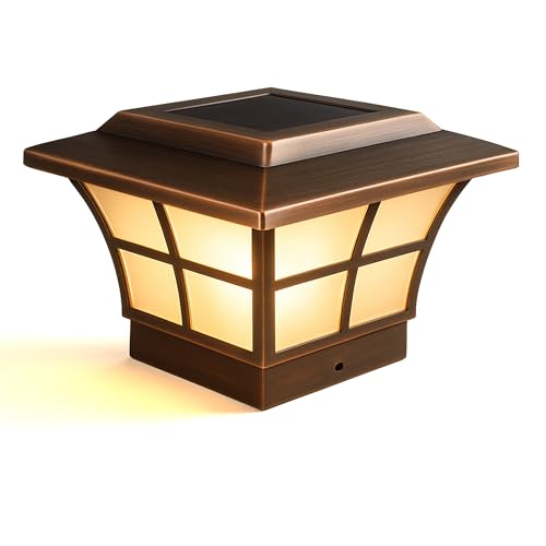 Classy Caps 4x4 Prestige Solar Post Cap - Fits 3.5"x3.5" and 4"x4" Deck & Fence Posts - Electroplated Copper - Warm/Cool Light Color Modes - SL079C - color: Copper