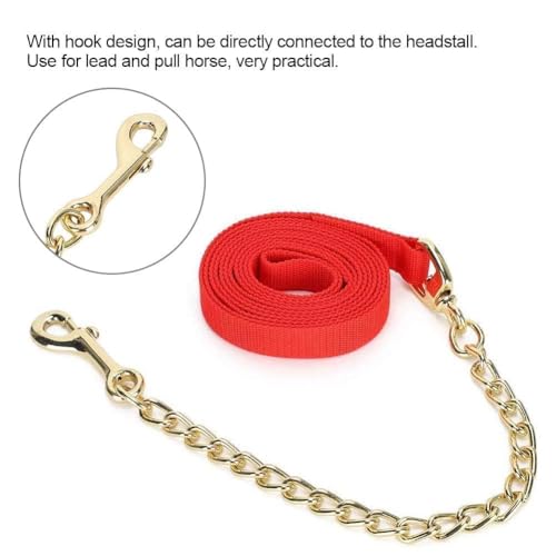 Leather Poly Lead Rope,Horse Value Rope with Iron Chain Red | Horse Lead Rope, Rope Leash Lead Horse Lunge Line Weather Resistant Lead Line for Equestrian and Livestock