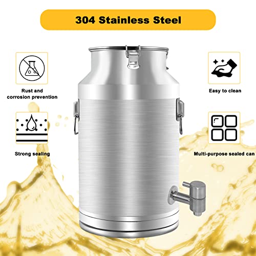 304 Stainless Steel Milk Can，35L Milk Bucket Wine Pail Bucket 9.25 Gallon Milk Can Tote Jug with Sealed Lid Heavy Duty for Milk and Wine Liquid Storage - size: 35L
