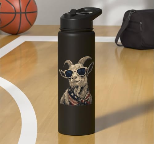 Goat Sunglasses USA Stainless Steel Insulated Water Bottle - color: Black
