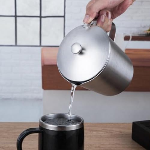 Measuring Cups Set, Stainless Steel Multipurpose Clear Markings Milk Frothing Pitcher, Portable Liquid Measuring Cup with Handle Lid for Latte Art Coffee Bar 500ml 16oz