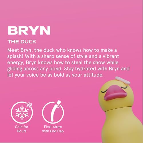 asobu Bestie Water Bottle, Cute Collectible Character, Leak Proof, BPA Free | 16 oz, Stays Cold 24 Hours, Double Wall Vacuum Insulation, Food Grade Stainless Steel, Spill Resistant, Great Gift Idea - color: BRYN THE DUCKY