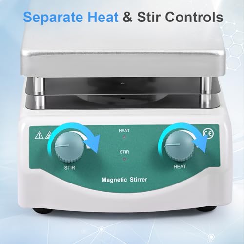 Magnetic Stirrer Hot Plate, Mixer with 5L Stirring Capacity, Up to 520°F, 0-2000 RPM Adjustable Speed, 6.7 x 6.7 inch Hot Plate, Includes Magnetic Stir Bar & Support Stand