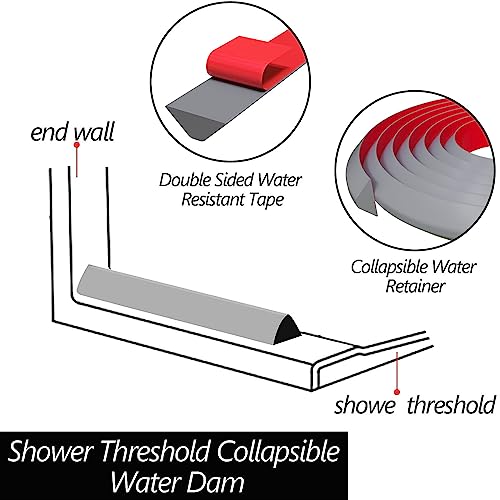 Raycity Shower Threshold Water Dam Stopper for Walk in, Gray, 39 Inch | Silicone Shower Water Guard, Water Blocker, Shower Door Bottom Seal, Prevent Leaks for Bathroom, Kitchen - color: 0.54" High/Grey, style: 39Inches