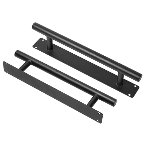 12 Inch Black Exterior Sliding Barn Door Handles, Gate Pull Handles | Pack of 2, Heavy Duty Metal, Indoor & Outdoor, Farmhouse Garage Fence Sheds Cabinet Closet Drawer Door Pulls, 2 Size Screws - style: Round