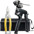 Stainless Steel Zip Tie Gun Kit with Industrial Scissors - Heavy Duty Metal Zip Ties Tensioner & Cutter Tool for Electrical, Used to Repair Outdoor Fences, Pipes, Chain Links, Garden Farm