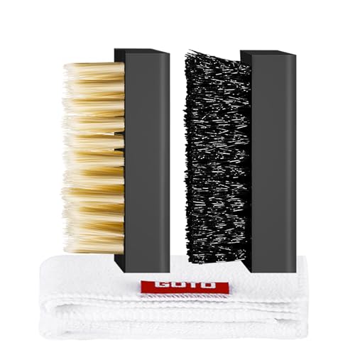 GOTO Shoe Cleaning Brush Set, Soft & Hard Bristle Shoe Brush for Sneakers, Boots, Leather, Mesh, Rubber & Crystal Soles, Sturdy Boot Brush Kit, Effective Stain Removal Shoe Brushes for Cleaning