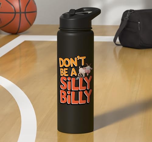 Funny Goat Kid Sheep Lamb Animal Joke Stainless Steel Insulated Water Bottle - color: Black