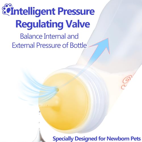 Pet Feeding Bottle and Syringes, 3 Sizes Nipples with Ventilation Valve Resistant Tearing Perfect for Puppies, Kittens, Small Wildlife (Yellow) - color: Yellow