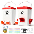 Chicken Automatic Feeder and Waterer Set,Chicken Water Feeder | 3 Gallon,Hanging Chicken Feeder and Waterer Set,with Nipples and Feeding Ports No Waste,Poultry Leg Band