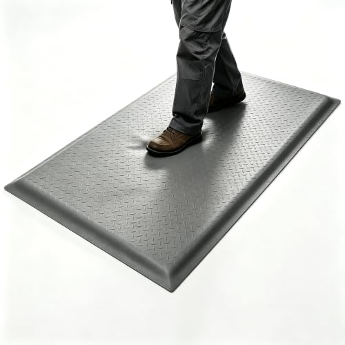 2 x 3 FT Anti Fatigue Mats Industrial 1 Inch Thick Soft Sponge Ergonomic Mat Durable Heavy Duty Diamond Plate for Standing Non Slip Industrial Grade Floor Mat for Leg & Back Pain (Gray) - size: 35.4"L x 23.6"W x 1"Th