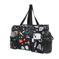 NGIL Utility Water Resistant Tote Bag | Work Tote for Women, Nurse Bag, Teacher's Choice Purse, Gym Bag, Everyday Organizer Top Zipper Closure - color: Nurse Print-black