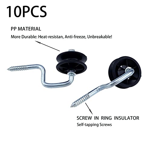 10 Pack Self-tapping Farm Electric Fence Wood Post Insulators, Screw-in Corner Polyrope Insulators, Wood Post Anchors Corner Insulators