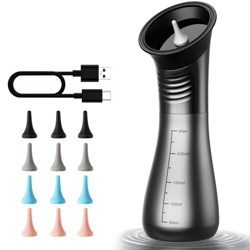 Ear Wax Removal, Electric Ear Cleaner, Ear Cleaning Kit-12 Nozzles | Safe Efficient Comfortable Pressure Modes, Upgraded Ear Wax Cleaner Irrigation Flushing System with Wastewater Recovery