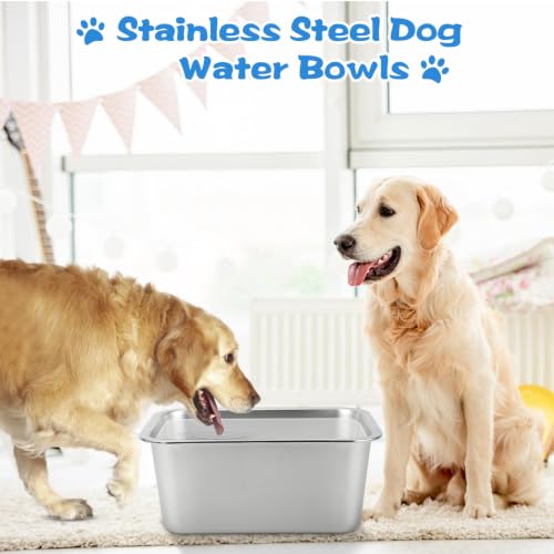 YUEPET Outdoor Dog Water Bowl, 2 Gallon Stainless Steel Bowl for Dogs | Outdoor Dog Water Bowl, 2 Gallon Capacity, Food and Water Use, Rounded Corners, Raised Edge, Easy to Clean, XL Dogs - size: 2 Gallons