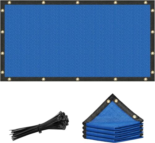 Amgo 2' x 2' Blue Custom Size Shade Cloth with Grommets - 90% Sunblock, Durable Mesh Fabric Tarp for Dog Kennel Cover, Fence Privacy Screen, Greenhouse, Chicken Coop & Pet Playpen. - color: Blue, size: 2' x 2' Custom Size