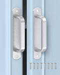5.7 Inch Sliding Barn Door Handle - Aluminum Hardware Cabinet Pull Handles for Drawer, Closet, Shower/Glass/Shed/Kitchen/Garage Gate Doors with Screws (2, Silver) - color: Silver