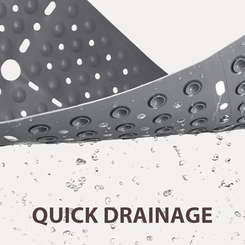 ZOESOE Square Shower Mat Non Slip: 27 x 27 Inches Large Shower Mats for Inside Shower, Soft TPE Shower Floor Mat with Suction Cups and Drain Holes, Machine Washable - color: Grey