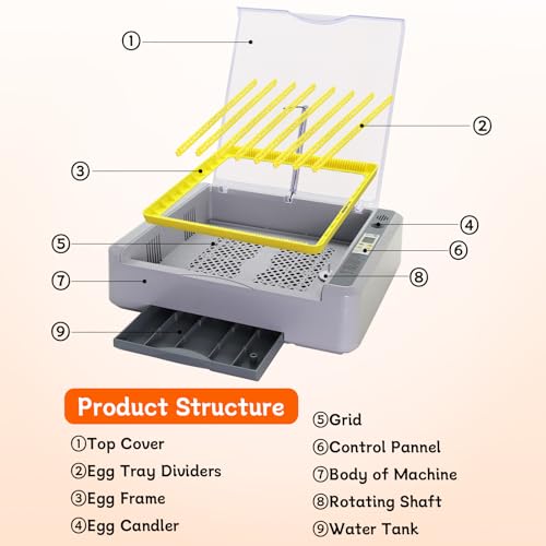 Automatic Egg Incubator, 36 Egg Capacity | Automatic Egg Turner, Thermometer Control & Humidity Control, Egg Candler, 360° View, For Hatching Chicks