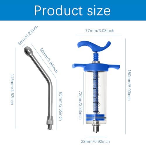 50ml Drenching/Feeding Syringes,with 1 Adjustable Dosage Nozzle,Reusable Feeding Syringe for Sheep,Dog,Goat,Pig,Cat,Small Animals Feeding Supplies
