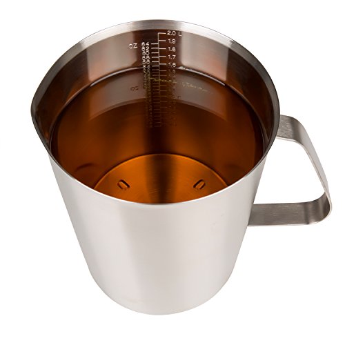 Measuring Cup, Stainless Steel Measuring Cups (64OZ/2 Liter- 8 Cup), Heavy-Duty Frothing Pitcher, Milk Frothing Pitcher Milk Frother Cup with Marking with Handle for Espresso Machines, Latte Art - size: 64 OZ (2000ML)