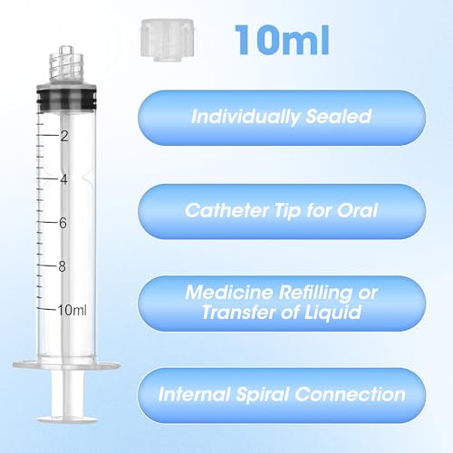 10ml Syringe with Cap, Luer Lock Liquid Transfer Syringes, 30 Pack Wrapped | Clear scale markings and smooth operation, controlled dispensing, and easy liquid transfer - style: 10 ml Luer Lock