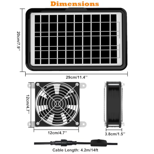 Powerful Solar Exhaust Fans, with Dual Install-Free 30W Solar Panels, Cloudy Days Working, Waterproof Solar Powered Cooling Fan for Ventilation in Greenhouse, Pet House, Chicken Coop, Garage