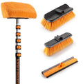 30-Foot Exterior House Cleaning Brush Set with 5-24 ft Extension Pole | Vinyl Siding Brushes with Telescopic Extendable Pole & Window Cleaning Squeegee // The Ultimate Extension Scrub Brush Set - size: 24 feet