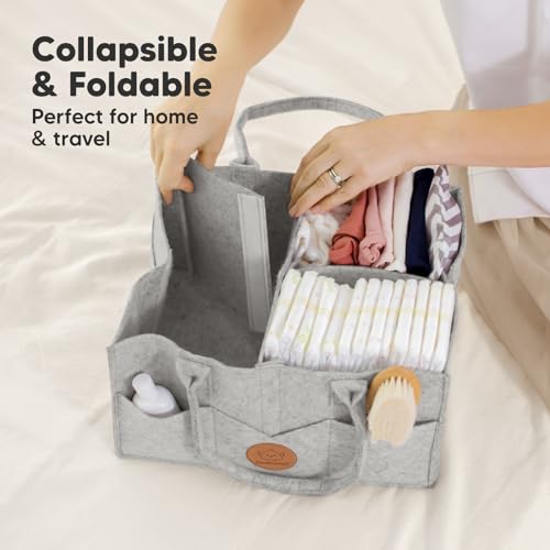 Keababies Baby Hair Brush and Baby Diaper Caddy Organizer - Brush with Soft Goat Bristles - Large Nursery Organizer, Cradle Cap Brush, Car Storage Organizer