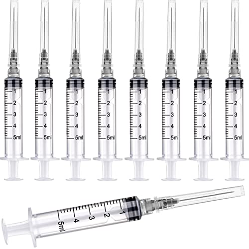 100 Pack 5ml/cc Plastic Luer Lock Syringa with 22Ga and Cap, Individually Sealed Wrapped, for Scientific Labs, Measuring Liquid, Refilling Cartridges or Glue Applicator - style: 100 Pack-5ml 22gauge