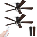 Fanbulous 42 Inch Farmhouse Rustic Caged Ceiling Fan with Lights, 2 Pack | Double-sided Color Blades , APP/Remote Control ,6-speed Wind & Reversible Function, Timer, Flush Mount, Black/ Walnut - color: Black and Walnut