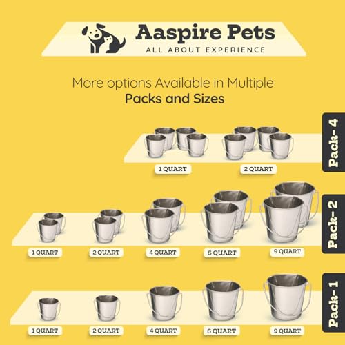 1Qt Stainless Steel Hanging Water Bucket for Dog Kennel 2-Pack | Food & Water Pail, 0.25 Gallon Capacity, Heavy-Duty, Round Design with Carry Handle, Ideal for Dogs, Cats, Birds & Small Pets - size: 1 Quart (Pack of 2)