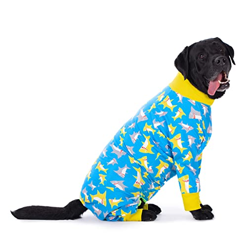 Dog Surgery Recovery Suit Female Male for Dogs After Surgery Medium Large Dogs Onesie Dog Pajamas Pjs Clothes (Yellow Shark, 28 (Chest 26.77 in | Backlength 18.11)) - color: yellow shark, size: 28 (Chest 26.77 in | Backlength 18.11)
