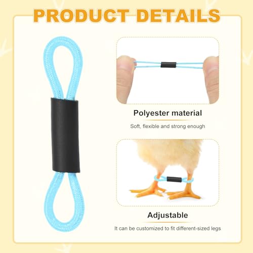M METERXITY 50-Pack Adjustable Chick Leg Bands, 1.38" x 0.2" Polyester Chicken Leg Brace for Chicks/Ducks/Birds [Light Blue] Poultry Leg Bands - color: LightBlue