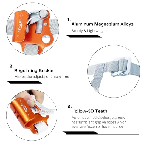 Foot Ascender Riser - Rope Climbing Equipment for SRT Climbing & Tree Arborist Climbing Device - color: Left Foot Orange