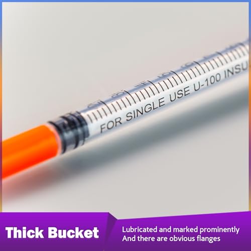 Syringes 1ml 31 Gauge 5/16 Inch 8mm Disposable Lab Supplies, Pack of 100 | U-100, Single-Use, Smooth & Leak-Proof, Individually Wrapped - size: 1ML 31G 5/16" 8MM